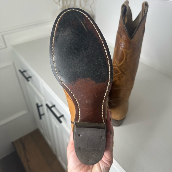 Vintage Texas Country Western Boots Tan Leather Women’s 7M - Made in USA - Picture 8 of 9